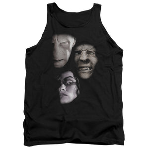 AN OFFCIALLY LICENSED HARRY POTTER VILLIAN HEADS ADULT UNISEX TANK TOP BLACK