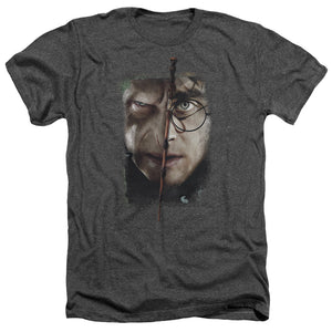 AN OFFCIALLY LICENSED HARRY POTTER IT ALL ENDS HERE MEN'S HEATHER T-SHIRT CHARCOAL