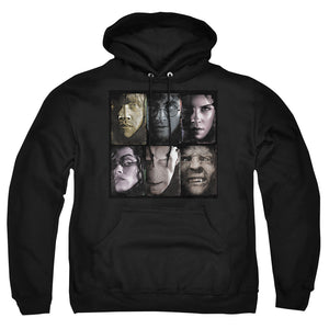 AN OFFCIALLY LICENSED HARRY POTTER HORIZONTAL HEADS ADULT UNISEX PULLOVER HOODIE BLACK
