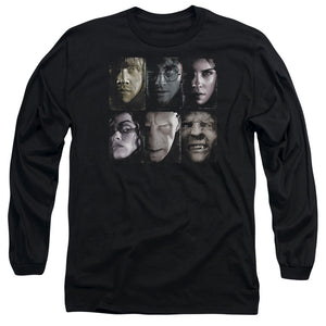AN OFFCIALLY LICENSED HARRY POTTER HORIZONTAL HEADS MEN'S LONG SLEEVE T-SHIRT BLACK