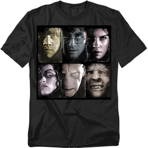 AN OFFCIALLY LICENSED HARRY POTTER HORIZONTAL HEADS MEN'S REGULAR FIT T-SHIRT BLACK