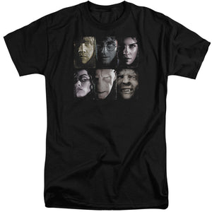 AN OFFCIALLY LICENSED HARRY POTTER HORIZONTAL HEADS MEN'S TALL FIT T-SHIRT BLACK