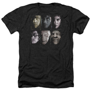 AN OFFCIALLY LICENSED HARRY POTTER HORIZONTAL HEADS MEN'S HEATHER T-SHIRT CHARCOAL