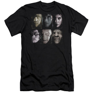 AN OFFCIALLY LICENSED HARRY POTTER HORIZONTAL HEADS MEN'S PREMIUM SLIM FIT T-SHIRT BLACK