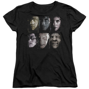 AN OFFCIALLY LICENSED HARRY POTTER HORIZONTAL HEADS WOMEN'S REGULAR FIT T-SHIRT BLACK