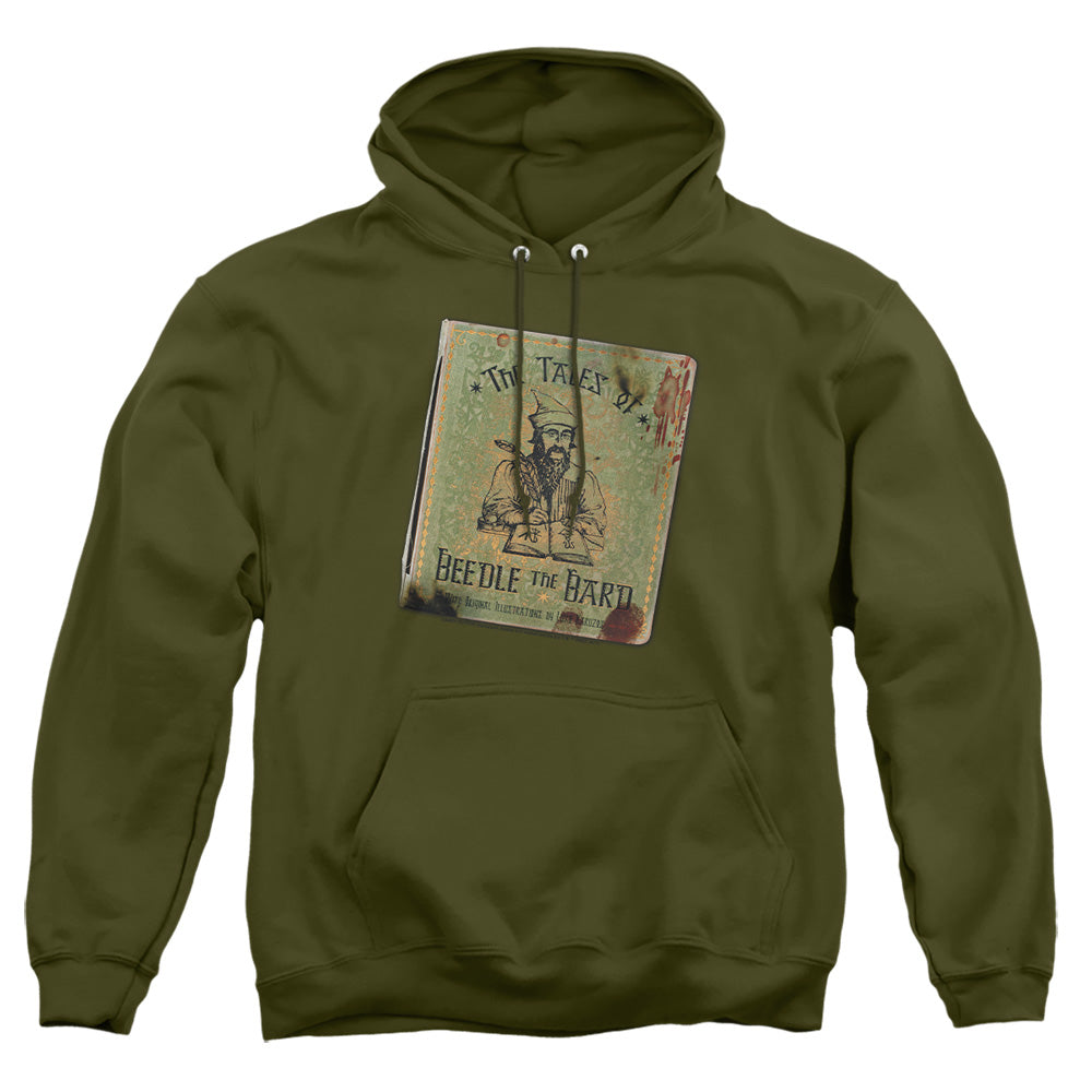 AN OFFCIALLY LICENSED HARRY POTTER BEEDLE THE BARD ADULT UNISEX PULLOVER HOODIE MILITARY GREEN