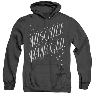 AN OFFCIALLY LICENSED HARRY POTTER MISCHIEF MANAGED 4 ADULT UNISEX HEATHER PULLOVER HOODIE BLACK