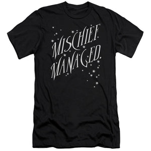 AN OFFCIALLY LICENSED HARRY POTTER MISCHIEF MANAGED 4 MEN'S PREMIUM SLIM FIT T-SHIRT BLACK