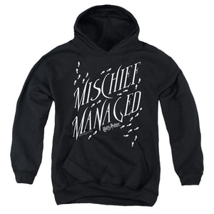 AN OFFCIALLY LICENSED HARRY POTTER MISCHIEF MANAGED 4 YOUTH HOODIE BLACK