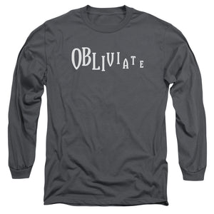 AN OFFCIALLY LICENSED HARRY POTTER OBLIVIATE MEN'S LONG SLEEVE T-SHIRT CHARCOAL