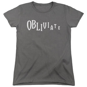 AN OFFCIALLY LICENSED HARRY POTTER OBLIVIATE WOMEN'S REGULAR FIT T-SHIRT CHARCOAL
