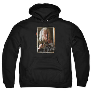 AN OFFCIALLY LICENSED HARRY POTTER OLIVANDER ADULT UNISEX PULLOVER HOODIE BLACK