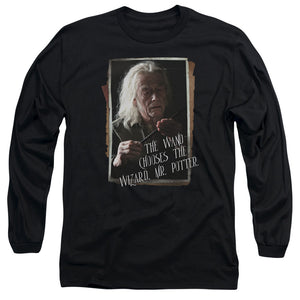 AN OFFCIALLY LICENSED HARRY POTTER OLIVANDER MEN'S LONG SLEEVE T-SHIRT BLACK