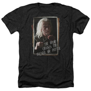 AN OFFCIALLY LICENSED HARRY POTTER OLIVANDER MEN'S HEATHER T-SHIRT CHARCOAL