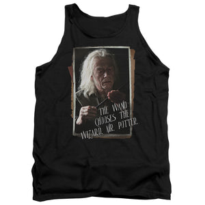 AN OFFCIALLY LICENSED HARRY POTTER OLIVANDER ADULT UNISEX TANK TOP BLACK