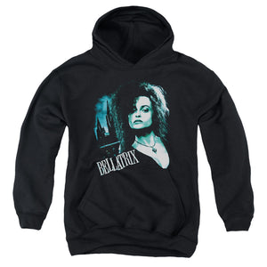 AN OFFCIALLY LICENSED HARRY POTTER BELLATRIX CLOSEUP YOUTH HOODIE BLACK