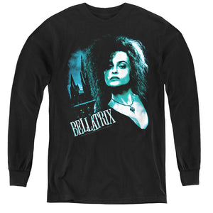 AN OFFCIALLY LICENSED HARRY POTTER BELLATRIX CLOSEUP YOUTH LONG SLEEVE T-SHIRT BLACK