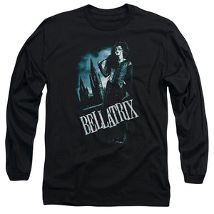 AN OFFCIALLY LICENSED HARRY POTTER BELLATRIX FULL BODY MEN'S LONG SLEEVE T-SHIRT BLACK