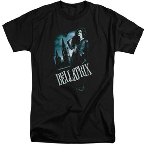 AN OFFCIALLY LICENSED HARRY POTTER BELLATRIX FULL BODY MEN'S TALL FIT T-SHIRT BLACK