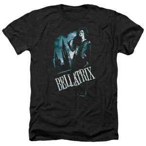 AN OFFCIALLY LICENSED HARRY POTTER BELLATRIX FULL BODY MEN'S HEATHER T-SHIRT CHARCOAL
