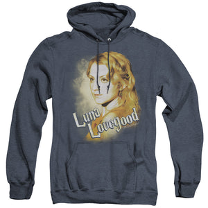 AN OFFCIALLY LICENSED HARRY POTTER LUNA CLOSEUP ADULT UNISEX HEATHER PULLOVER HOODIE NAVY
