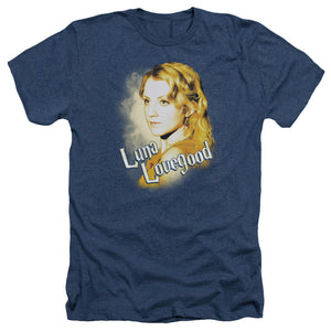 AN OFFCIALLY LICENSED HARRY POTTER LUNA CLOSEUP MEN'S HEATHER T-SHIRT NAVY