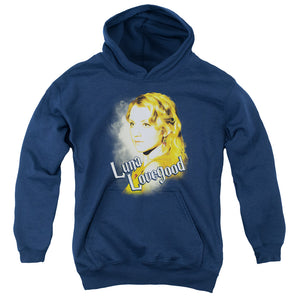 AN OFFCIALLY LICENSED HARRY POTTER LUNA CLOSEUP YOUTH HOODIE NAVY