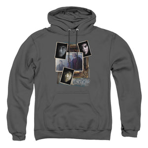AN OFFCIALLY LICENSED HARRY POTTER TRIO COLLAGE ADULT UNISEX PULLOVER HOODIE CHARCOAL