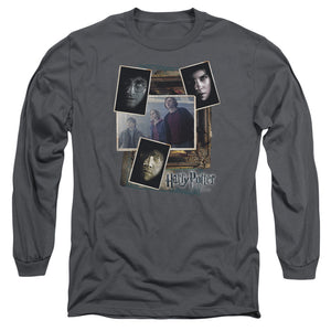 AN OFFCIALLY LICENSED HARRY POTTER TRIO COLLAGE MEN'S LONG SLEEVE T-SHIRT CHARCOAL