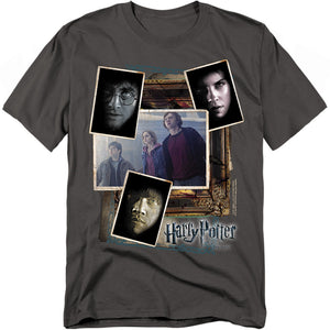 AN OFFCIALLY LICENSED HARRY POTTER TRIO COLLAGE MEN'S REGULAR FIT T-SHIRT CHARCOAL
