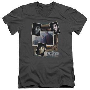 AN OFFCIALLY LICENSED HARRY POTTER TRIO COLLAGE MEN'S V-NECK T-SHIRT CHARCOAL