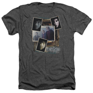 AN OFFCIALLY LICENSED HARRY POTTER TRIO COLLAGE MEN'S HEATHER T-SHIRT CHARCOAL