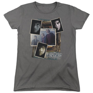 AN OFFCIALLY LICENSED HARRY POTTER TRIO COLLAGE WOMEN'S REGULAR FIT T-SHIRT CHARCOAL