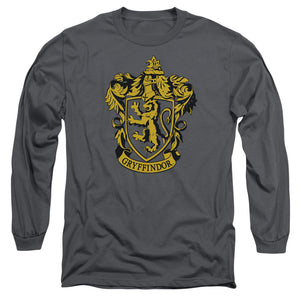AN OFFCIALLY LICENSED HARRY POTTER GRYFFINDOR CREST MEN'S LONG SLEEVE T-SHIRT CHARCOAL