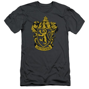 AN OFFCIALLY LICENSED HARRY POTTER GRYFFINDOR CREST MEN'S PREMIUM SLIM FIT T-SHIRT CHARCOAL