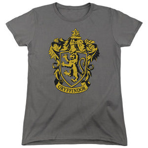 AN OFFCIALLY LICENSED HARRY POTTER GRYFFINDOR CREST WOMEN'S REGULAR FIT T-SHIRT CHARCOAL
