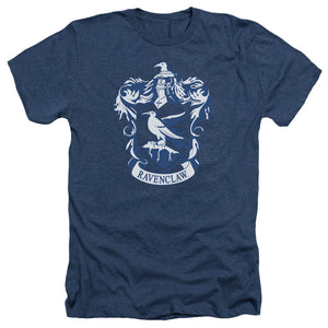 AN OFFCIALLY LICENSED HARRY POTTER RAVENCLAW CREST MEN'S HEATHER T-SHIRT NAVY