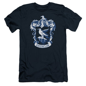 AN OFFCIALLY LICENSED HARRY POTTER RAVENCLAW CREST MEN'S PREMIUM SLIM FIT T-SHIRT NAVY
