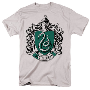 AN OFFCIALLY LICENSED HARRY POTTER SLYTHERINE CREST MEN'S REGULAR FIT T-SHIRT SILVER