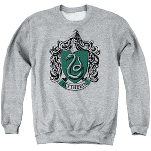 AN OFFCIALLY LICENSED HARRY POTTER SLYTHERIN CREST ADULT UNISEX CREWNECK SWEATSHIRT ATHLETIC HEATHER