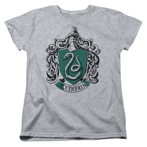 AN OFFCIALLY LICENSED HARRY POTTER SLYTHERIN CREST WOMEN'S REGULAR FIT T-SHIRT ATHLETIC HEATHER