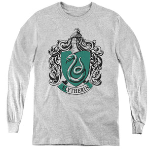 AN OFFCIALLY LICENSED HARRY POTTER SLYTHERIN CREST YOUTH LONG SLEEVE T-SHIRT ATHLETIC HEATHER