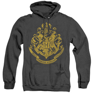 AN OFFCIALLY LICENSED HARRY POTTER HOGWARTS CREST ADULT UNISEX HEATHER PULLOVER HOODIE BLACK