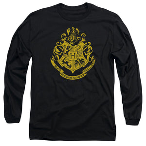 AN OFFCIALLY LICENSED HARRY POTTER HOGWARTS CREST MEN'S LONG SLEEVE T-SHIRT BLACK