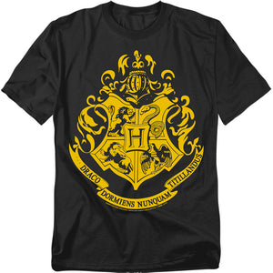 AN OFFCIALLY LICENSED HARRY POTTER HOGWARTS CREST MEN'S REGULAR FIT T-SHIRT BLACK
