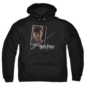 AN OFFCIALLY LICENSED HARRY POTTER HARRYS WAND PORTRAIT ADULT UNISEX PULLOVER HOODIE BLACK