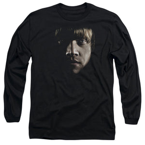 AN OFFCIALLY LICENSED HARRY POTTER RON POSTER HEAD MEN'S LONG SLEEVE T-SHIRT BLACK