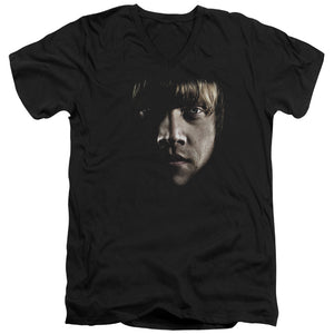 AN OFFCIALLY LICENSED HARRY POTTER RON POSTER HEAD MEN'S V-NECK T-SHIRT BLACK