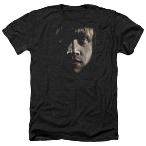 AN OFFCIALLY LICENSED HARRY POTTER RON POSTER HEAD MEN'S HEATHER T-SHIRT CHARCOAL
