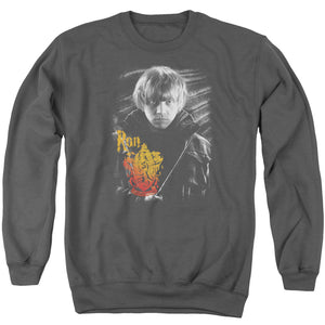 AN OFFCIALLY LICENSED HARRY POTTER RON PORTRAIT ADULT UNISEX CREWNECK SWEATSHIRT CHARCOAL